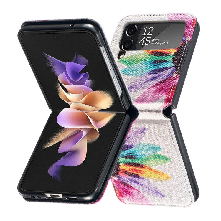 For Samsung Galaxy Z Flip3 5G Colored Drawing Invisible Magnetic Leather Phone Case(Sun Flower) - free shipping - PMC TechLife - Order now!