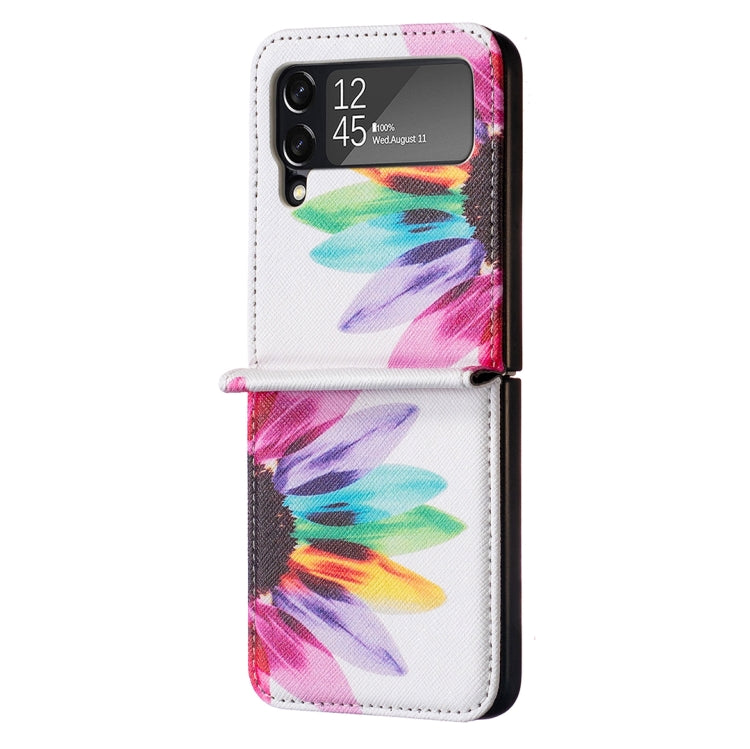 For Samsung Galaxy Z Flip3 5G Colored Drawing Invisible Magnetic Leather Phone Case(Sun Flower) - free shipping - PMC TechLife - Order now!