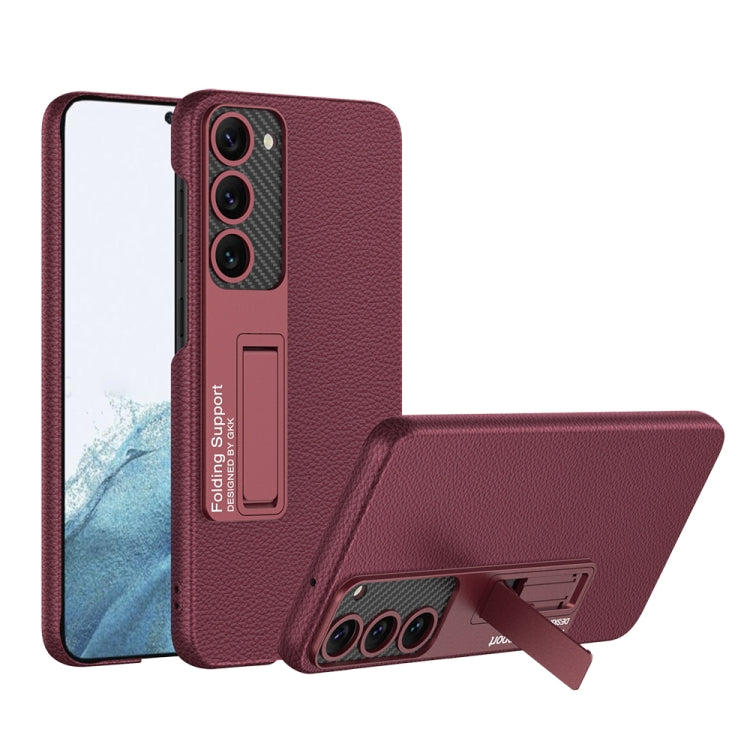For Samsung Galaxy S23+ 5G GKK Plain Leather Shockproof Phone Case with Holder(Red) - Galaxy S23+ 5G Cases by GKK | Online Shopping South Africa | PMC TechLife