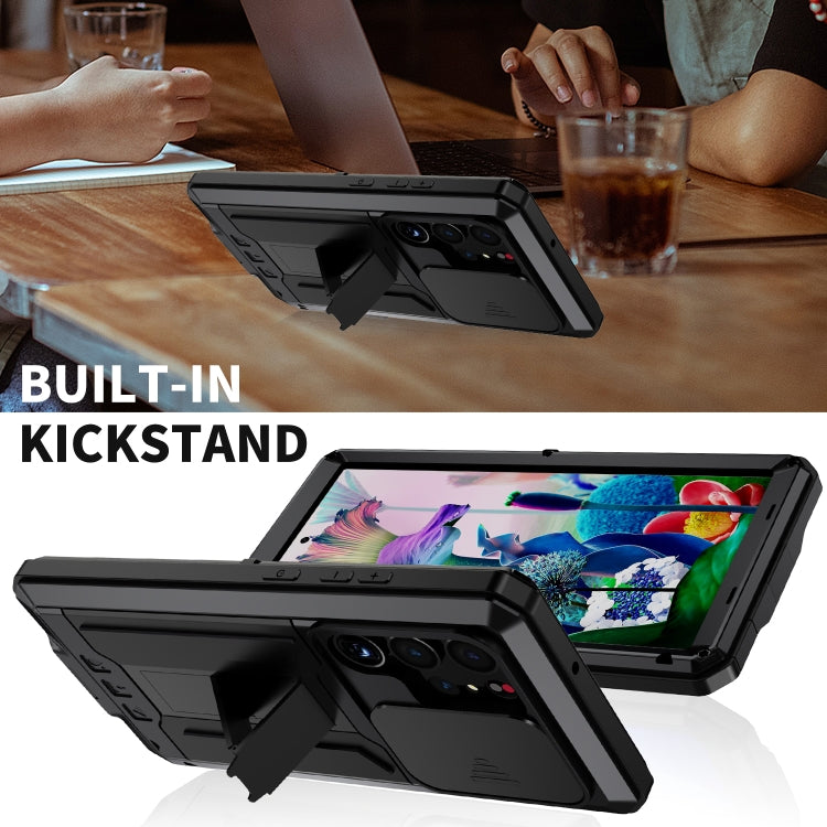 For Samsung Galaxy S23 Ultra 5G R-JUST Sliding Camera Design Life Waterproof Dustproof Shockproof Phone Case(Black) - free shipping - PMC TechLife - Order now!
