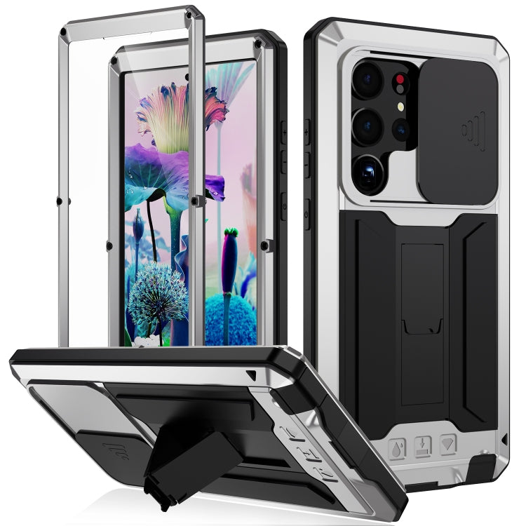 For Samsung Galaxy S23 Ultra 5G R-JUST Sliding Camera Design Life Waterproof Dustproof Shockproof Phone Case(Silver) - free shipping - PMC TechLife - Order now!