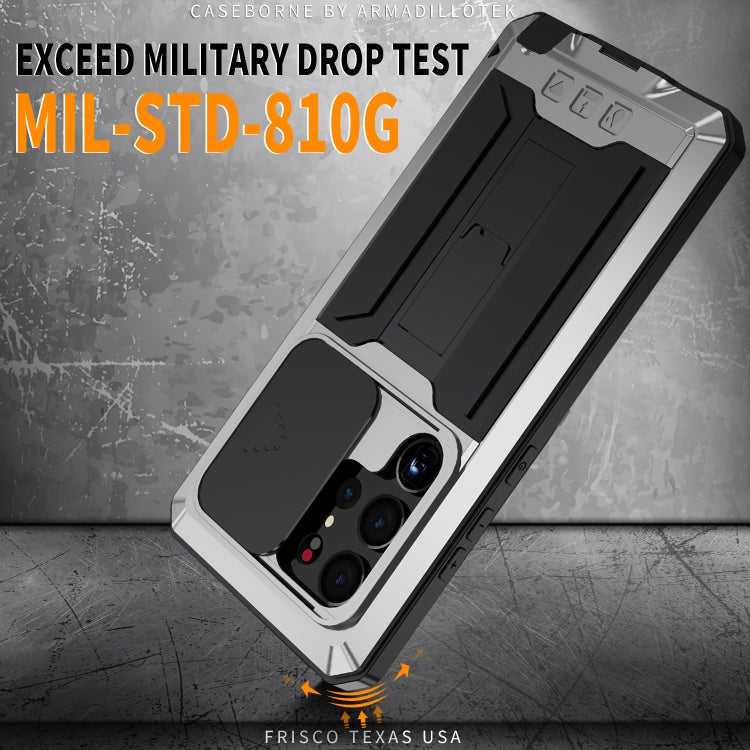 For Samsung Galaxy S23 Ultra 5G R-JUST Sliding Camera Design Life Waterproof Dustproof Shockproof Phone Case(Silver) - free shipping - PMC TechLife - Order now!