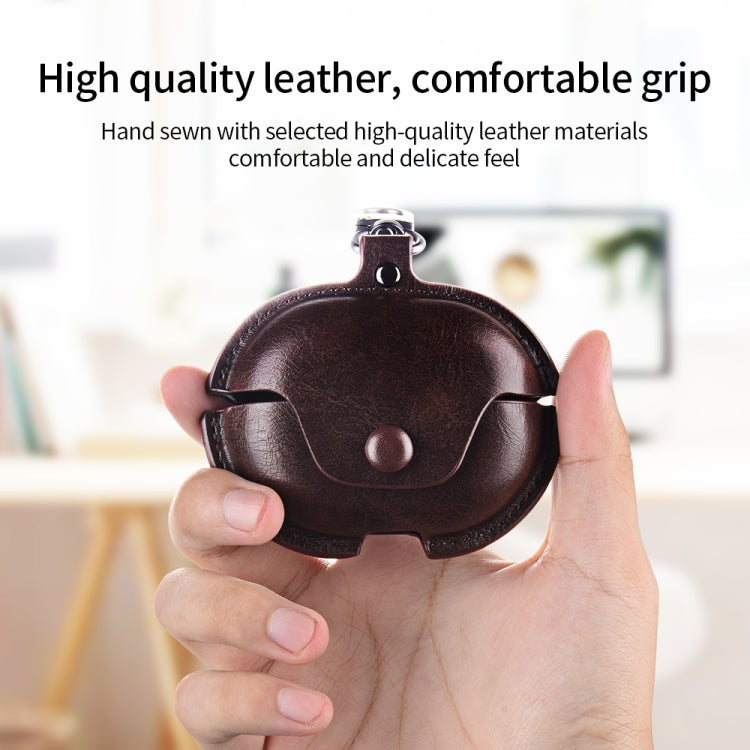For Huawei FreeBuds Pro 2 Business Leather Earphone Protective Case with Hook(Green) - Huawei Earphone Case by PMC TechLife | Online Shopping South Africa | PMC TechLife