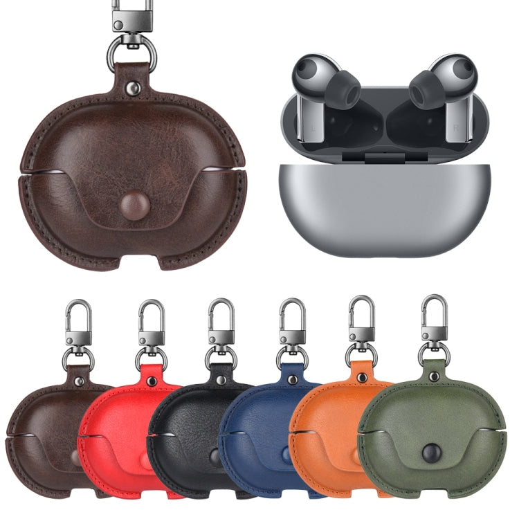 For Huawei FreeBuds Pro Business Leather Earphone Protective Case with Hook(Red) - Huawei Earphone Case by PMC TechLife | Online Shopping South Africa | PMC TechLife