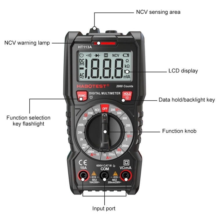 HABOTEST HT113C Automatic Range High-precision Digital Multimeter - free shipping - PMC TechLife - Order now!