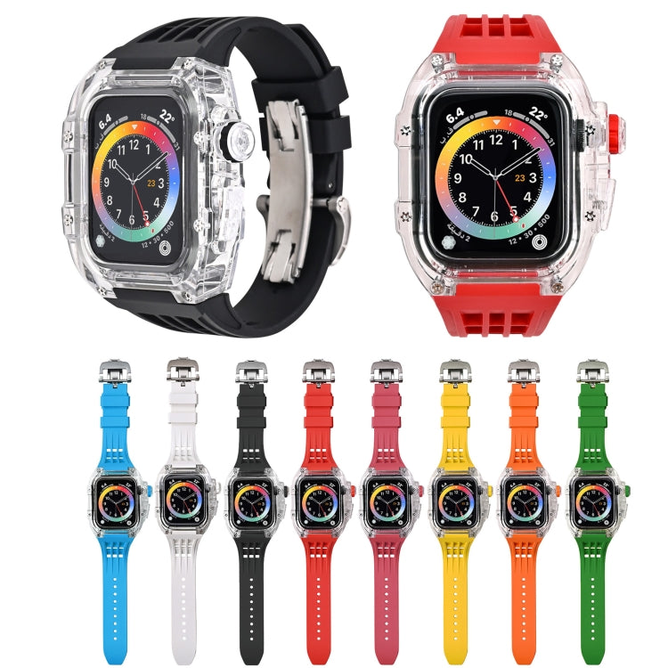 Fluorine Rubber Clear Watch Band Case For Apple Watch Series 8&7 45mm/SE 2&6&SE&5&4 44mm(Red) - free shipping - PMC TechLife - Order now!