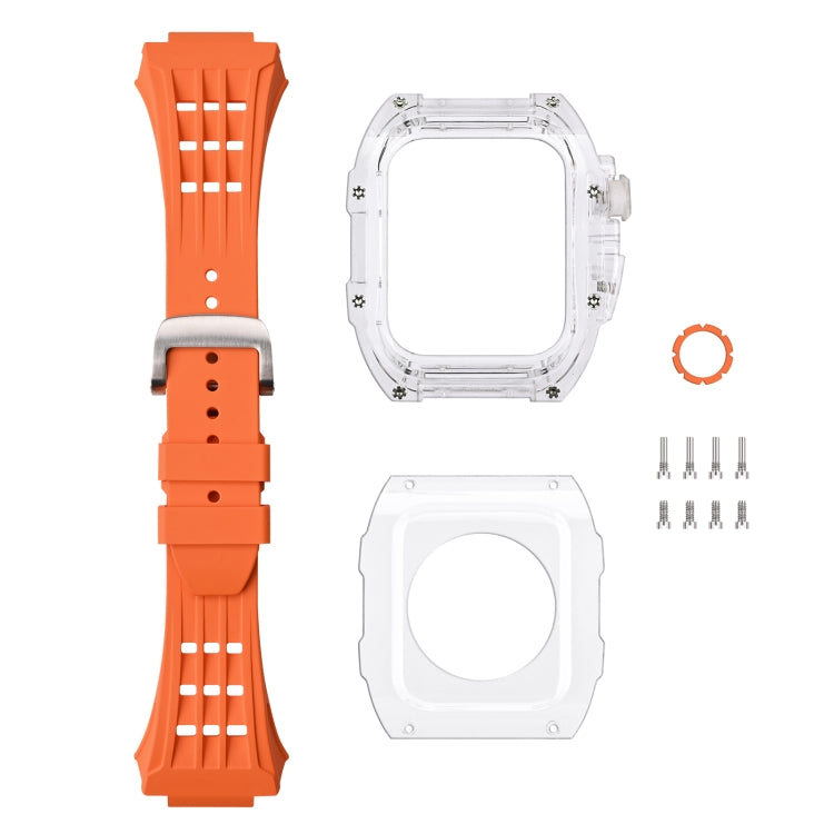 Fluorine Rubber Clear Watch Band Case For Apple Watch Series 8&7 45mm/SE 2&6&SE&5&4 44mm(Red) - free shipping - PMC TechLife - Order now!