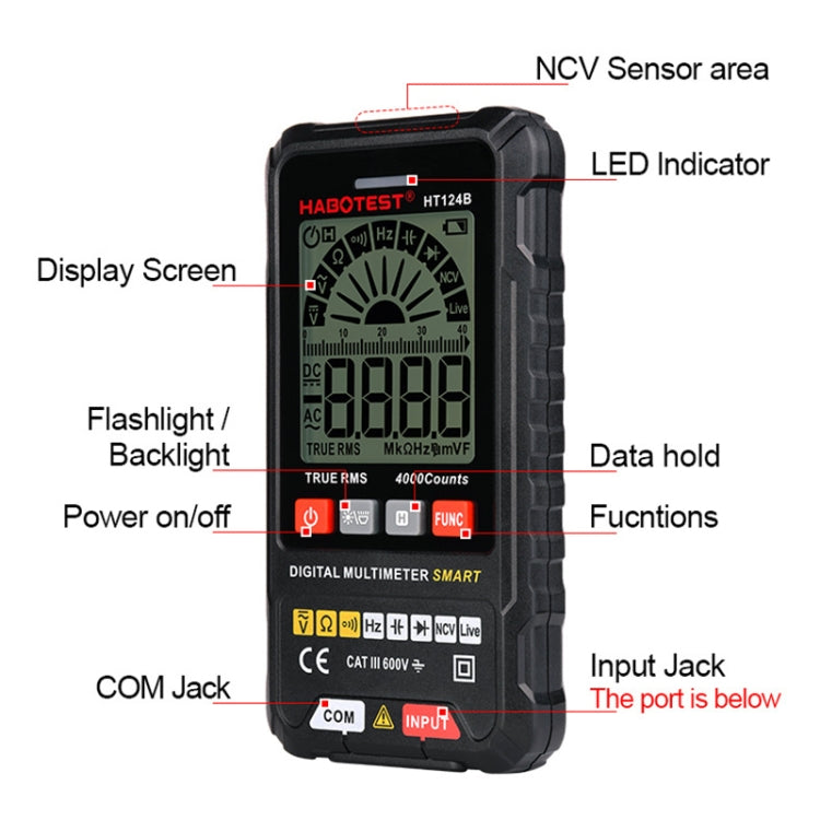 HABOTEST HT124A+ Mini Digital Display High-precision Multimeter - free shipping - PMC TechLife - Order now!