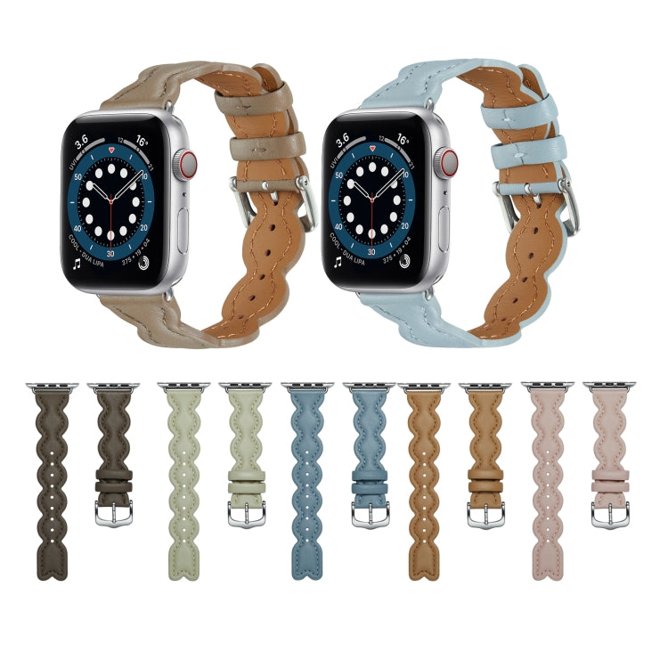 Genuine Leather Breathable Watch Band For Apple Watch Ultra 49mm&Watch Ultra 2 49mm / Series 9&8&7 45mm / SE 3&SE 2&6&SE&5&4 44mm / 3&2&1 42mm(White) - free shipping - PMC TechLife - Order now!