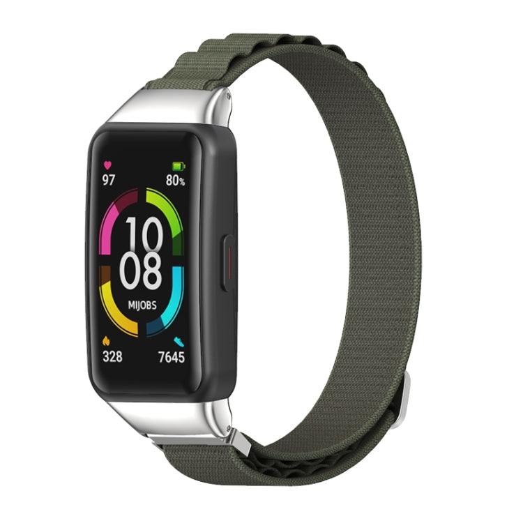 For Huawei Band 6 / Honor Band 6 / 7 MIJOBS Nylon Breathable Watch Band(Army Green Silver) - free shipping - PMC TechLife - Order now!