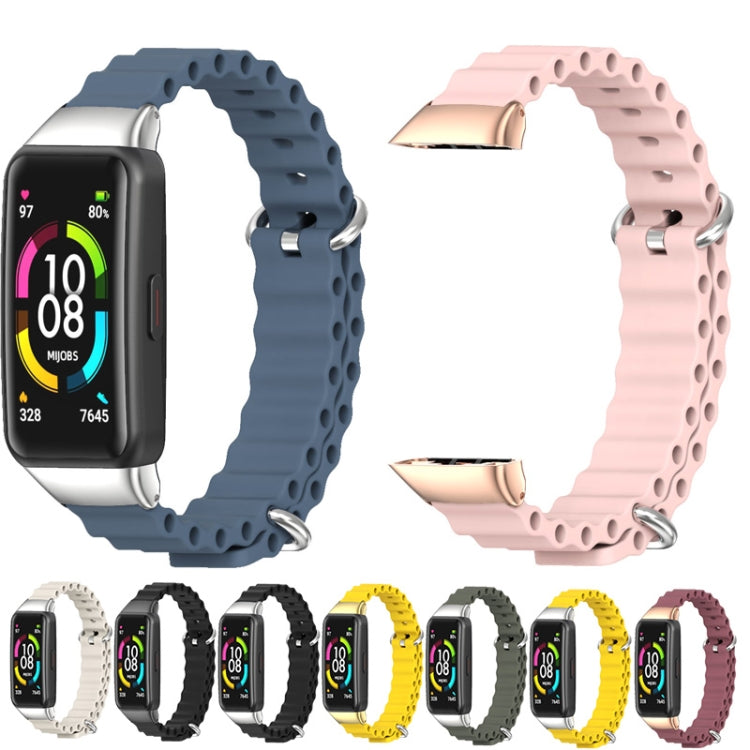 For Huawei Band 6 / Honor Band 6 / 7 MIJOBS CS Marine Silicone Breathable Watch Band(Yellow Silver) - free shipping - PMC TechLife - Order now!