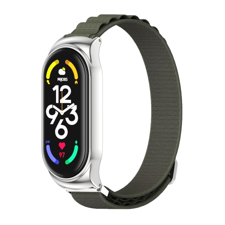 For Xiaomi Mi Band 7 / 7 NFC MIJOBS CS Nylon Breathable Watch Band(Army Green Silver) - Watch Bands by MIJOBS | Online Shopping South Africa | PMC TechLife | Buy Now Pay Later Mobicred