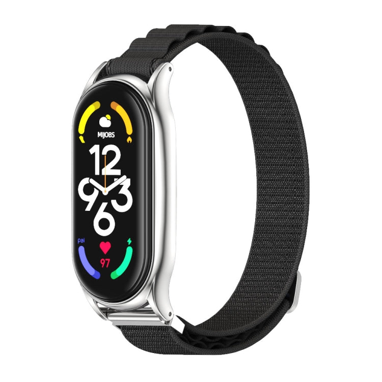 For Xiaomi Mi Band 6 / 5 / 4 / 3 MIJOBS PLUS Nylon Breathable Watch Band(Black Silver) - Watch Bands by MIJOBS | Online Shopping South Africa | PMC TechLife | Buy Now Pay Later Mobicred