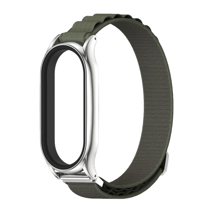 For Xiaomi Mi Band 6 / 5 / 4 / 3 MIJOBS PLUS Nylon Breathable Watch Band(Army Green Silver) - Watch Bands by MIJOBS | Online Shopping South Africa | PMC TechLife | Buy Now Pay Later Mobicred
