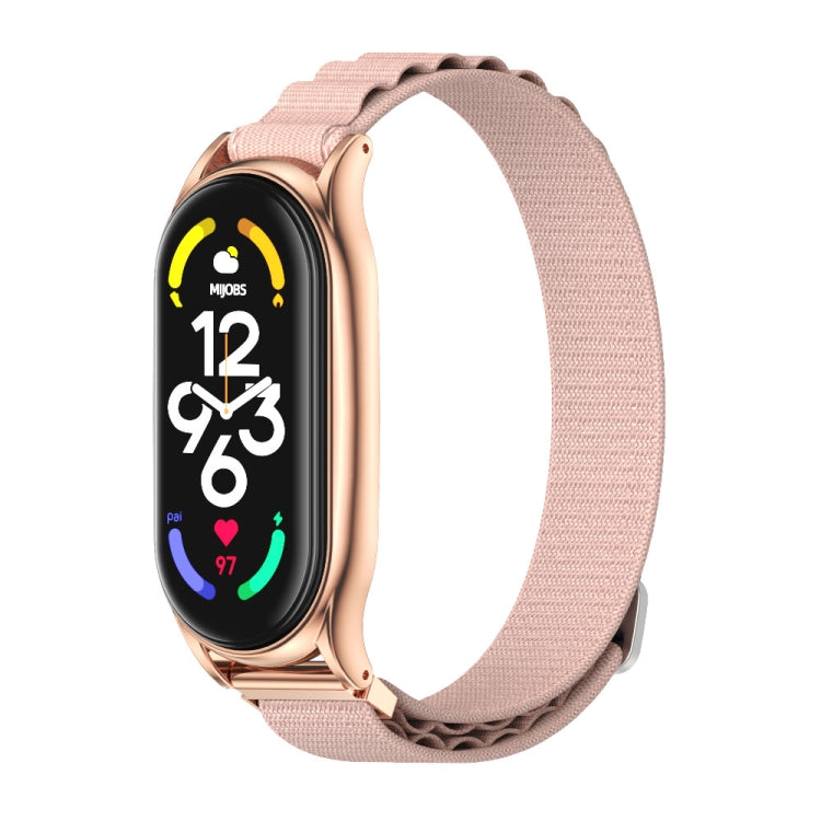 For Xiaomi Mi Band 6 / 5 / 4 / 3 MIJOBS PLUS Nylon Breathable Watch Band(Pink Rose Gold) - Watch Bands by MIJOBS | Online Shopping South Africa | PMC TechLife | Buy Now Pay Later Mobicred