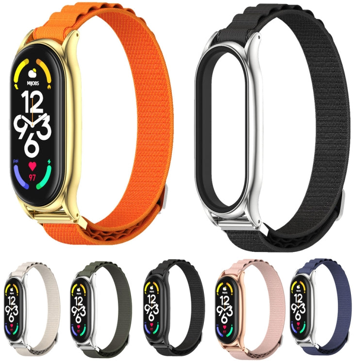 For Xiaomi Mi Band 7 / 7 NFC MIJOBS PLUS Nylon Breathable Watch Band(Grey Silver) - Watch Bands by MIJOBS | Online Shopping South Africa | PMC TechLife | Buy Now Pay Later Mobicred