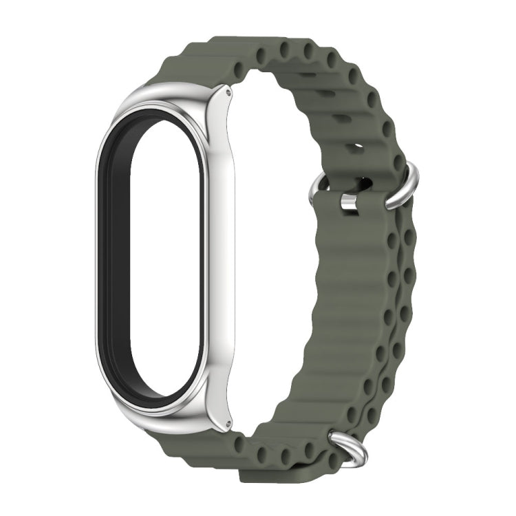 For Xiaomi Mi Band 7 / 7 NFC MIJOBS CS Marine Silicone Breathable Watch Band(Khaki Green Silver) - Watch Bands by MIJOBS | Online Shopping South Africa | PMC TechLife | Buy Now Pay Later Mobicred