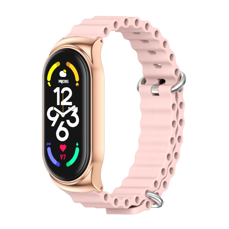 For Xiaomi Mi Band 7 / 7 NFC MIJOBS CS Marine Silicone Breathable Watch Band(Pink Rose Gold) - Watch Bands by MIJOBS | Online Shopping South Africa | PMC TechLife | Buy Now Pay Later Mobicred