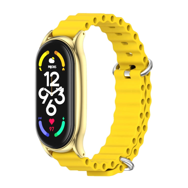 For Xiaomi Mi Band 6 / 5 / 4 / 3 MIJOBS PLUS Marine Silicone Breathable Watch Band(Yellow Gold) - Watch Bands by MIJOBS | Online Shopping South Africa | PMC TechLife | Buy Now Pay Later Mobicred