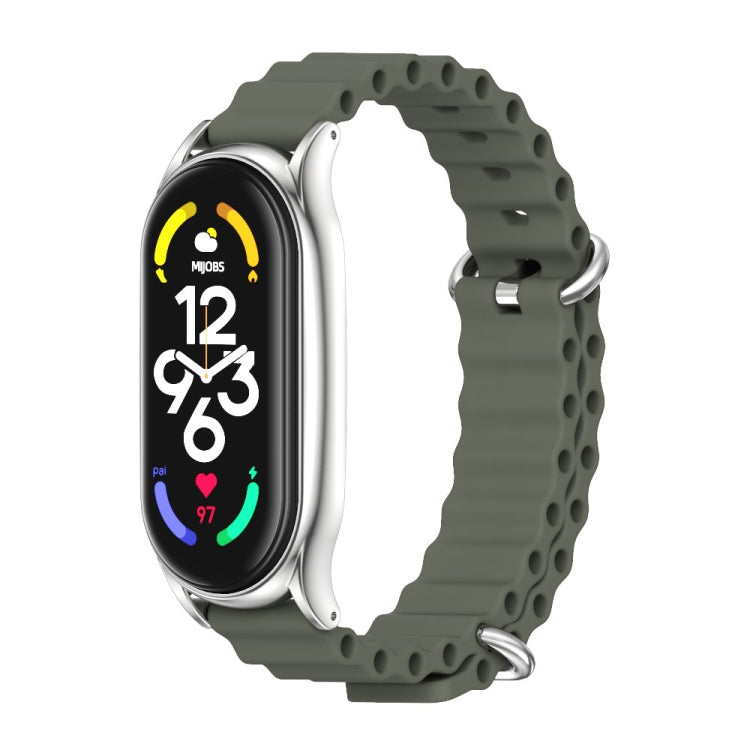 For Xiaomi Mi Band 6 / 5 / 4 / 3 MIJOBS PLUS Marine Silicone Breathable Watch Band(Khaki Green Silver) - free shipping - PMC TechLife - Order now!