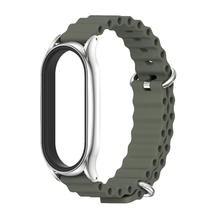 For Xiaomi Mi Band 6 / 5 / 4 / 3 MIJOBS PLUS Marine Silicone Breathable Watch Band(Khaki Green Silver) - free shipping - PMC TechLife - Order now!