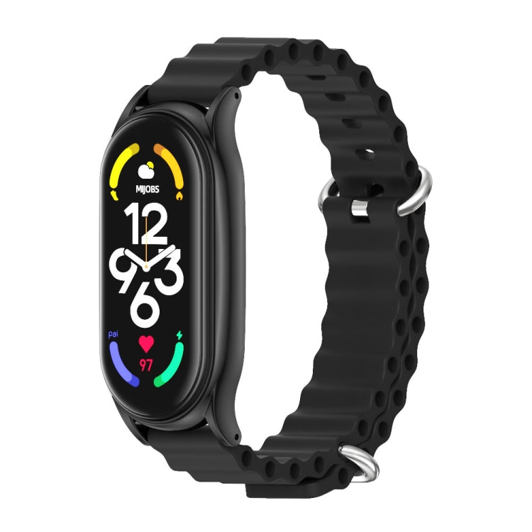 For Xiaomi Mi Band 7 / 7 NFC MIJOBS PLUS Marine Silicone Breathable Watch Band(Black) - Watch Bands by MIJOBS | Online Shopping South Africa | PMC TechLife | Buy Now Pay Later Mobicred