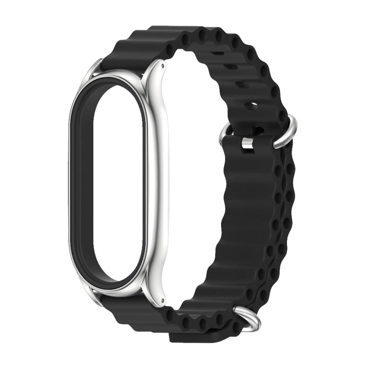 For Xiaomi Mi Band 7 / 7 NFC MIJOBS PLUS Marine Silicone Breathable Watch Band(Black Silver) - Watch Bands by MIJOBS | Online Shopping South Africa | PMC TechLife | Buy Now Pay Later Mobicred