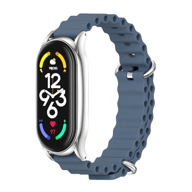 For Xiaomi Mi Band 7 / 7 NFC MIJOBS PLUS Marine Silicone Breathable Watch Band(Space Blue Silver) - Watch Bands by MIJOBS | Online Shopping South Africa | PMC TechLife | Buy Now Pay Later Mobicred