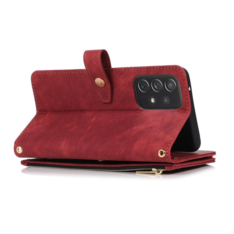 For Samsung Galaxy A52 4G / 5G Dream 9-Card Wallet Zipper Bag Leather Phone Case(Red) - Galaxy Phone Cases by PMC TechLife | Online Shopping South Africa | PMC TechLife