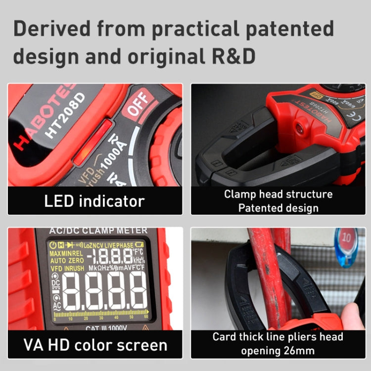 HABOTEST HT208A 1000A Clamp Multi-Function Anti-burning Digital Multimeter - free shipping - PMC TechLife - Order now!