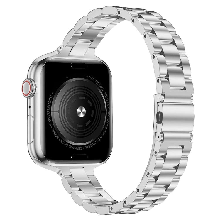 Small Waist Stainless Steel Watch Band For Apple Watch Series 9&8&7 41mm / SE 3&SE 2&6&SE&5&4 40mm / 3&2&1 38mm(Silver) - Watch Bands by PMC TechLife | Online Shopping South Africa | PMC TechLife | Buy Now Pay Later Mobicred