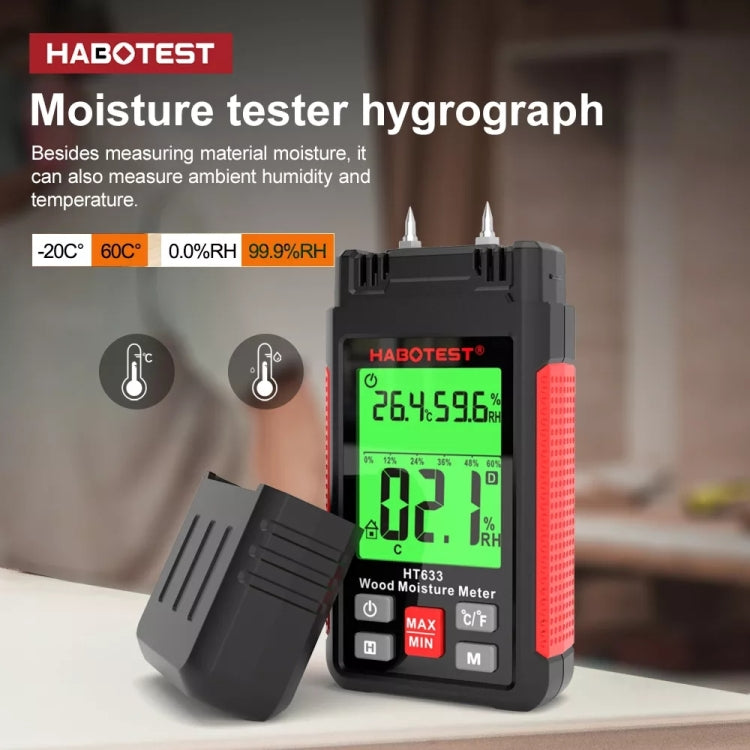 HABOTEST HT633 Portable Multifunctional Digital Display Wood Moisture Detector - PH & Moisture Meter by HABOTEST | Online Shopping South Africa | PMC TechLife | Buy Now Pay Later Mobicred