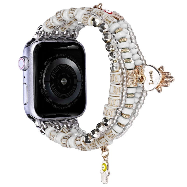 Forest Style Beads Watch Band For Apple Watch Series 9&8&7 41mm / SE 3&SE 2&6&SE&5&4 40mm / 3&2&1 38mm(White) - free shipping - PMC TechLife - Order now!