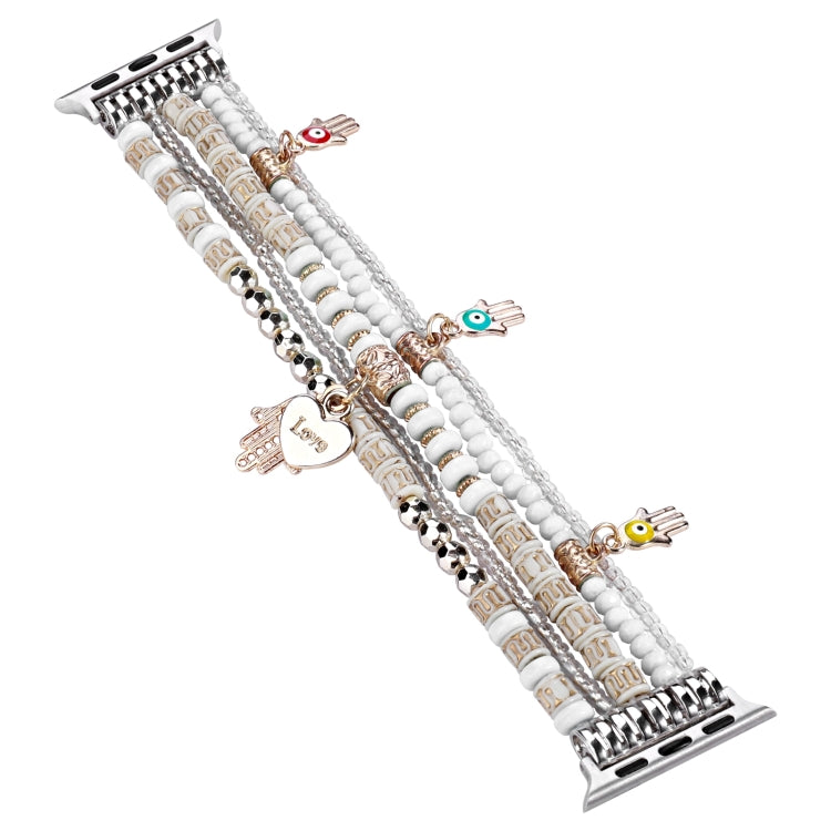 Forest Style Beads Watch Band For Apple Watch Series 9&8&7 41mm / SE 3&SE 2&6&SE&5&4 40mm / 3&2&1 38mm(White) - free shipping - PMC TechLife - Order now!