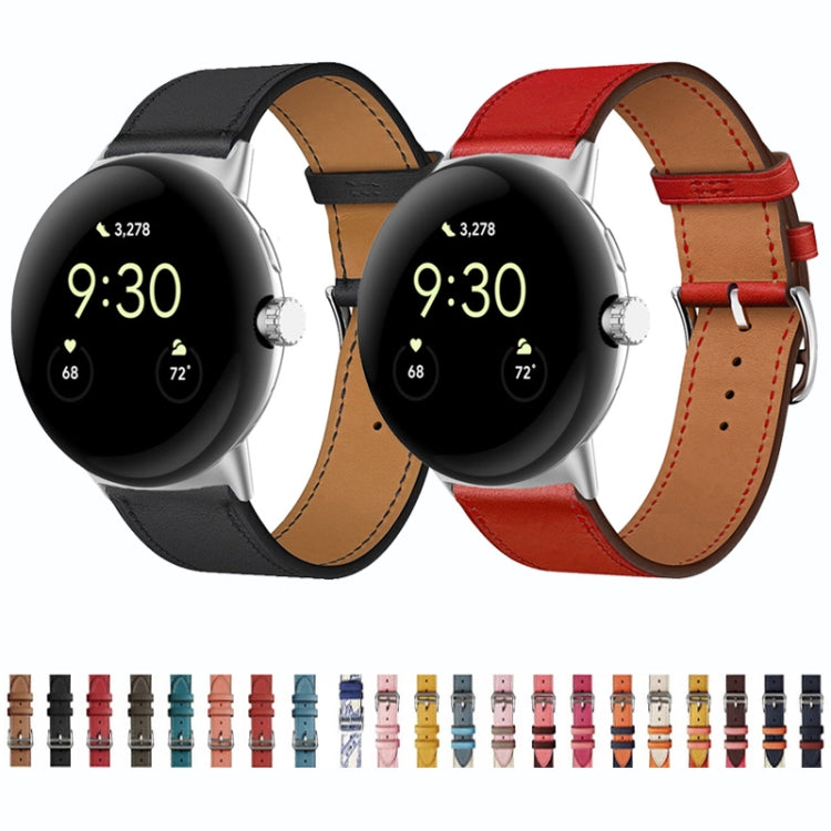 For Google Pixel Watch Genuine Leather Watch Band(Gray Brown) - free shipping - PMC TechLife - Order now!