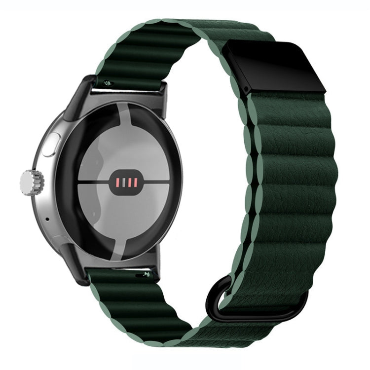 For Google Pixel Watch Reverse Buckle Magnetic Genuine Leather Watch Band(Green) - free shipping - PMC TechLife - Order now!