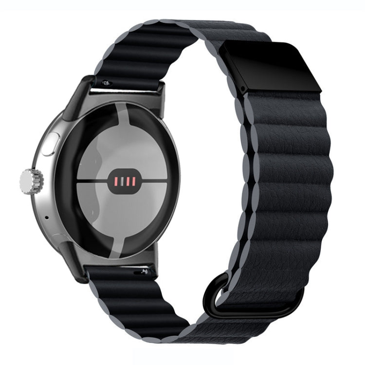 For Google Pixel Watch Reverse Buckle Magnetic Genuine Leather Watch Band(Grey) - free shipping - PMC TechLife - Order now!