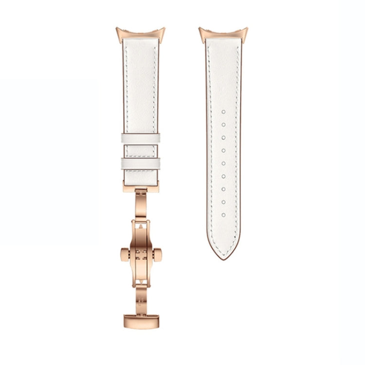 For Google Pixel Watch Butterfly Buckle Genuine Leather Watch Band(Rose Gold White) - free shipping - PMC TechLife - Order now!