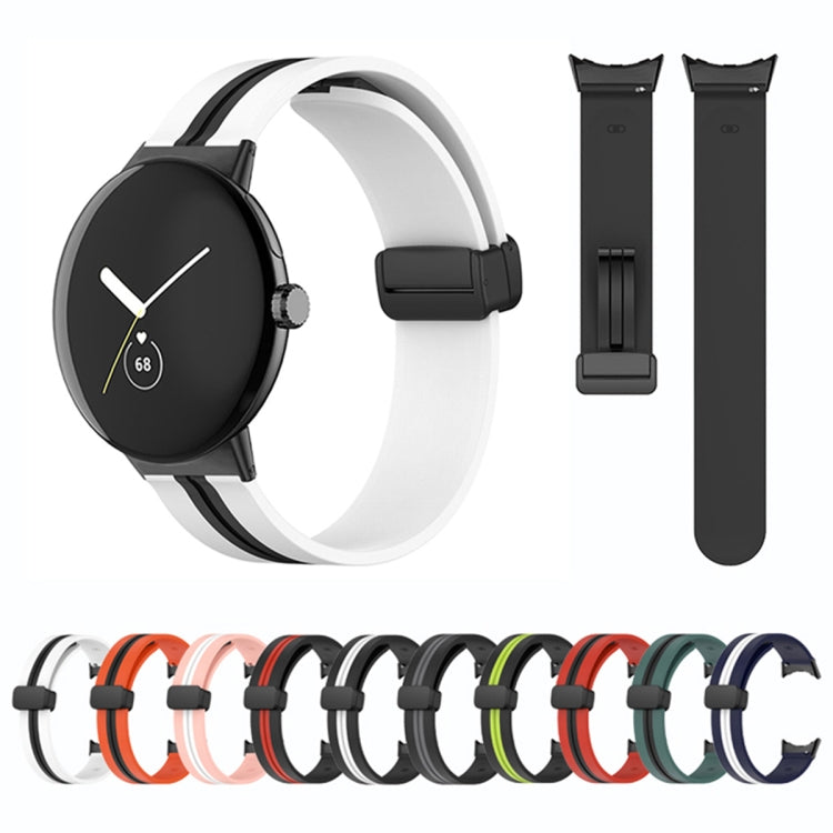 For Google Pixel Watch Two-color Folding Buckle Silicone Watch Band(Black White) - free shipping - PMC TechLife - Order now!