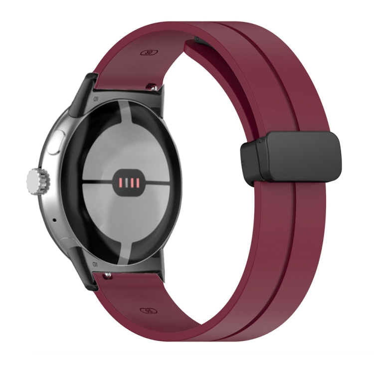 For Google Pixel Watch Solid-color Folding Buckle Silicone Watch Band(Black Wine Red) - free shipping - PMC TechLife - Order now!
