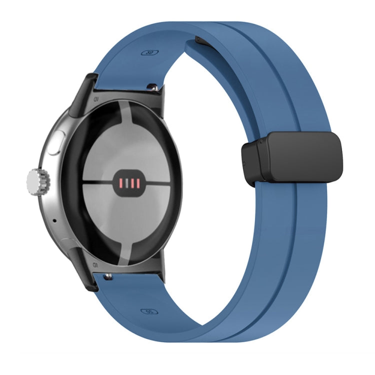 For Google Pixel Watch Solid-color Folding Buckle Silicone Watch Band(Black Blue) - free shipping - PMC TechLife - Order now!