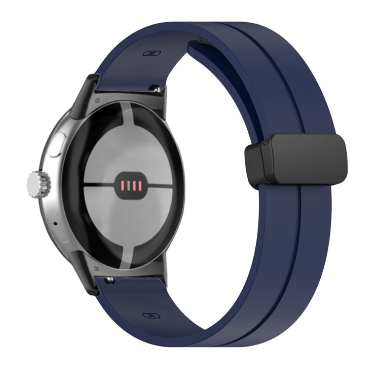 For Google Pixel Watch Solid-color Folding Buckle Silicone Watch Band(Black Midnight Blue) - free shipping - PMC TechLife - Order now!