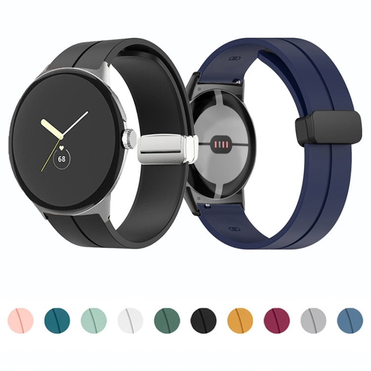 For Google Pixel Watch Solid-color Folding Buckle Silicone Watch Band(Black Black) - free shipping - PMC TechLife - Order now!