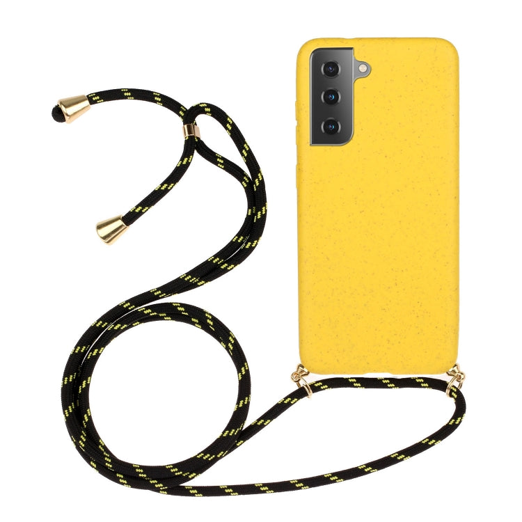 For Samsung Galaxy S23 5G Wheat Straw Material + TPU Protective Case with Lanyard(Yellow) - free shipping - PMC TechLife - Order now!