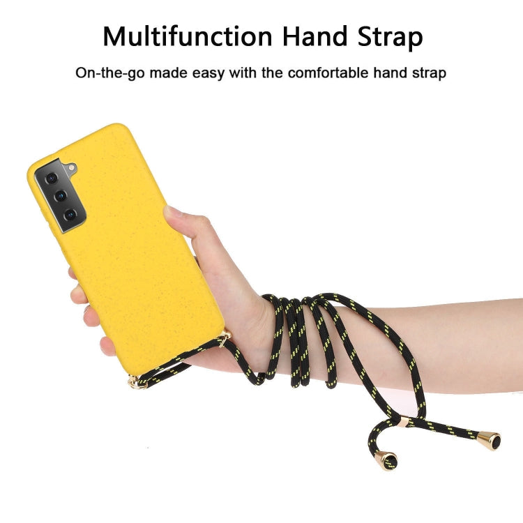 For Samsung Galaxy S23 5G Wheat Straw Material + TPU Protective Case with Lanyard(Yellow) - free shipping - PMC TechLife - Order now!
