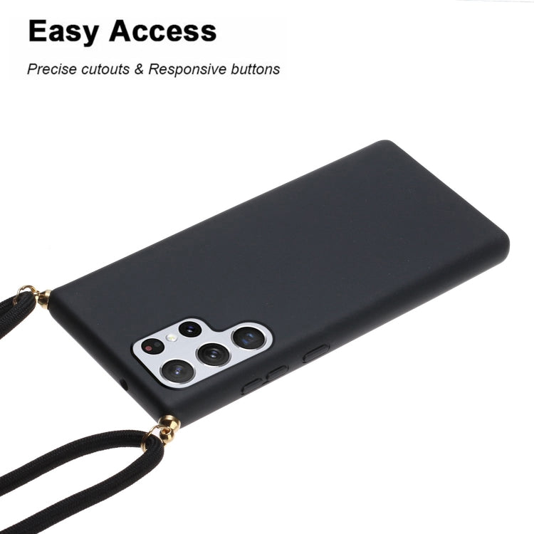 For Samsung Galaxy S23 Ultra 5G Wheat Straw Material + TPU Protective Case with Lanyard(Black) - free shipping - PMC TechLife - Order now!