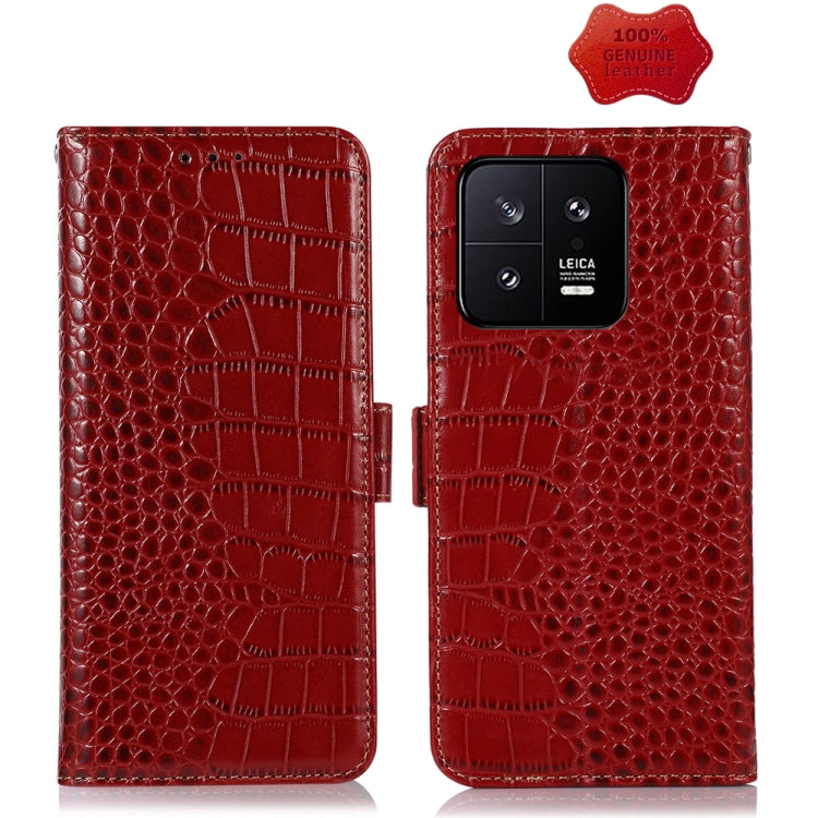 For Xiaomi 13 Crocodile Top Layer Cowhide Leather Phone Case(Red) - 13 Cases by PMC TechLife | Online Shopping South Africa | PMC TechLife