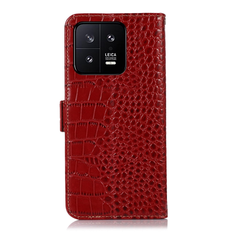 For Xiaomi 13 Crocodile Top Layer Cowhide Leather Phone Case(Red) - 13 Cases by PMC TechLife | Online Shopping South Africa | PMC TechLife