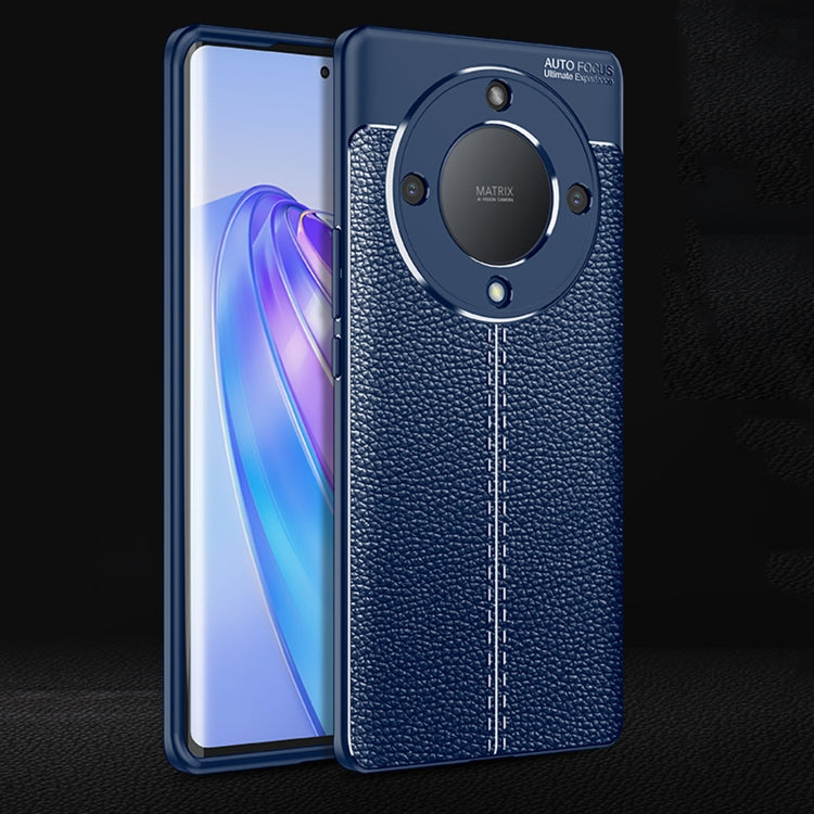For Honor X9a Litchi Texture Shockproof TPU Phone Case(Blue) - Honor Cases by PMC TechLife | Online Shopping South Africa | PMC TechLife | Buy Now Pay Later Mobicred
