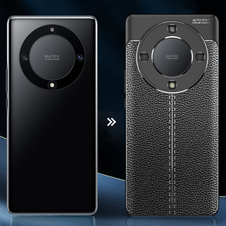 For Honor X9a Litchi Texture Shockproof TPU Phone Case(Blue) - Honor Cases by PMC TechLife | Online Shopping South Africa | PMC TechLife | Buy Now Pay Later Mobicred